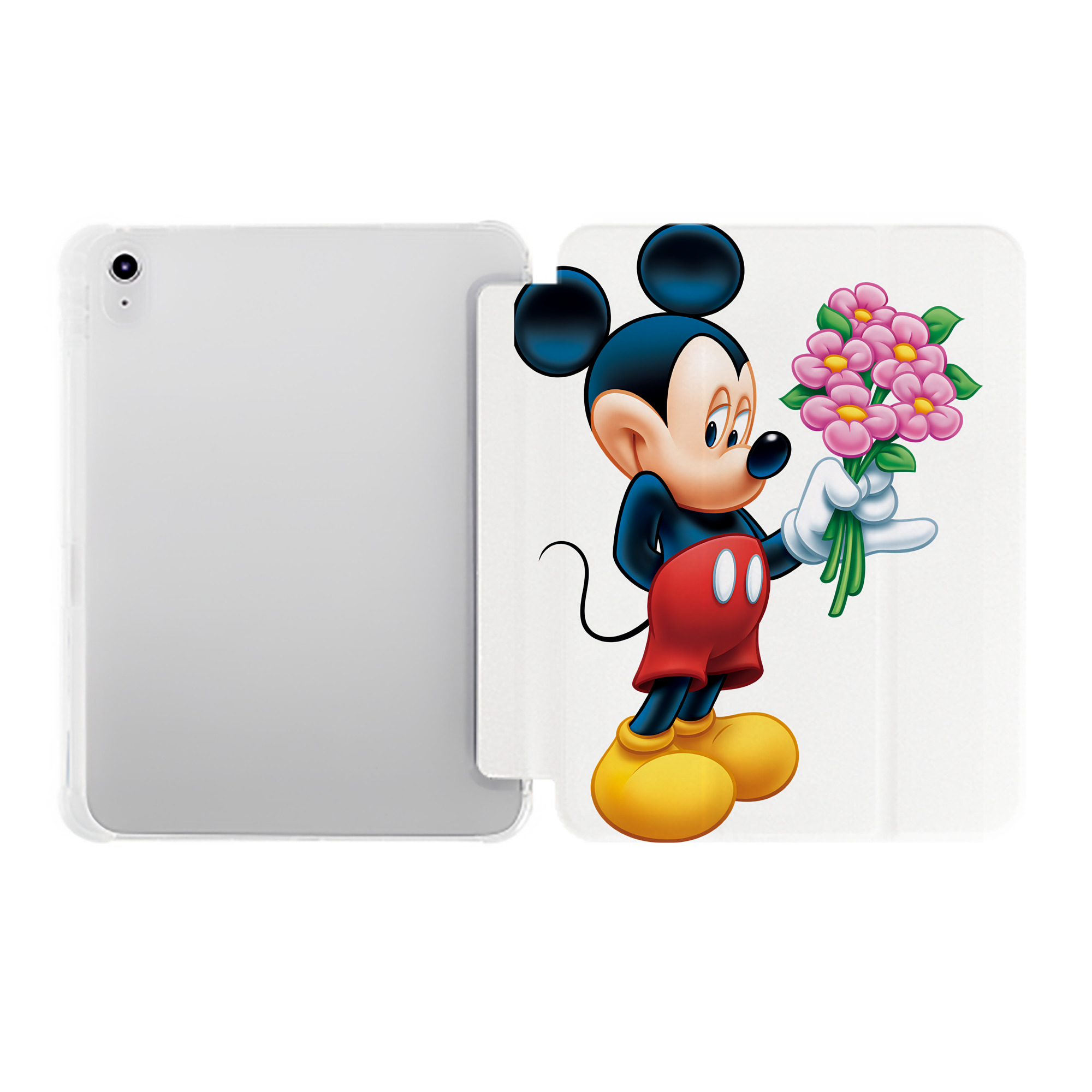 （画像用） ミッキーマウス Mickey Mouse IPad ケース ペン収納付き 三つ折りスタンド PUレザー×シリコン 対応機種9.5/10.5/10.9インチ